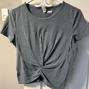 Yogalicious Heather Gray Twist Front Tee